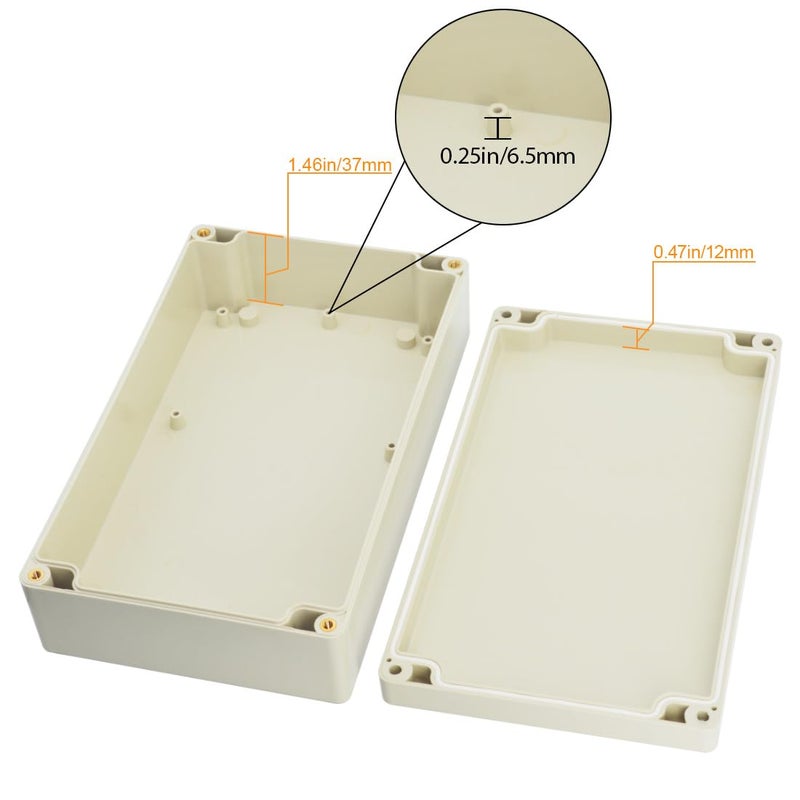 LeMotech Waterproof Dustproof IP65 ABS Plastic Junction Box Universal Electric Project Enclosure Pale Gray 7.9 x 4.7 x 2.2 inch (200 x 120 x 56 mm) - Image 4